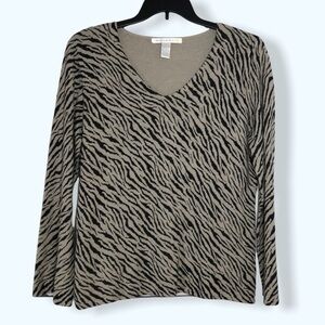 Ballinger Gold Animal Stripe Sweater Sz 1X